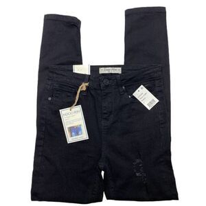 Indigo Rein Ripped Distressed Skinny Jean Jeggings Women's 25 Black‎ Stretch NEW